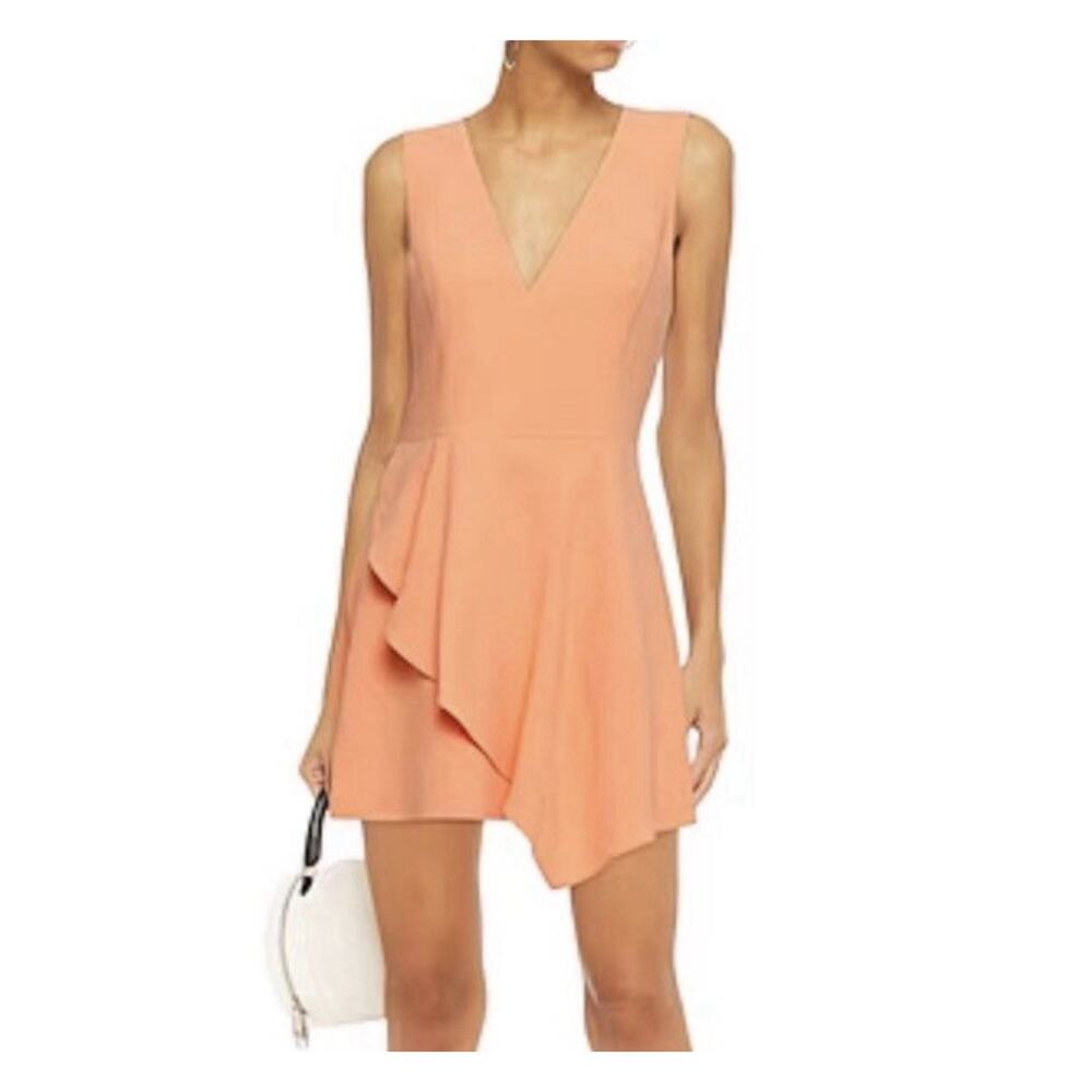 Alice + Olivia Callie Asymmetrical Drape Orange Mini Dress Women’s Size 10